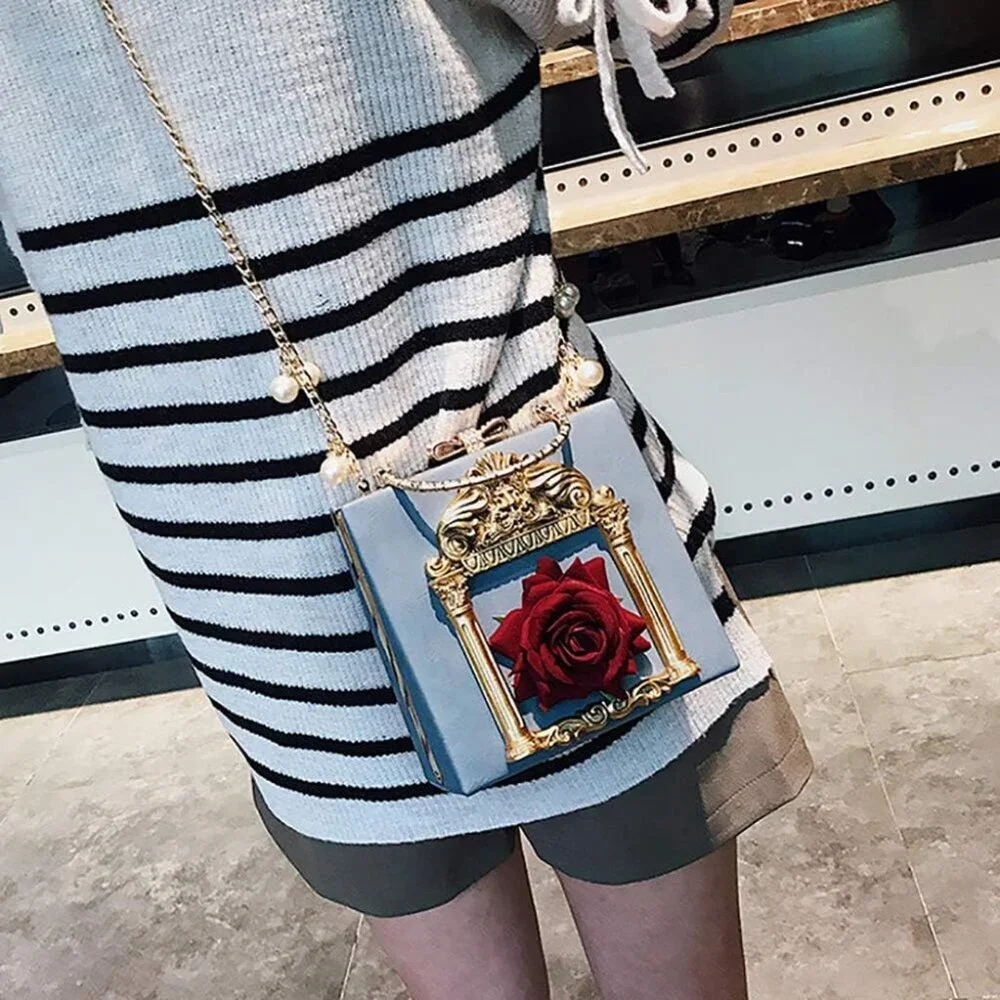 ⚡Women's Evening Love Angel Crossbody Rose Embossed Formal Blue Red Clutch Bag